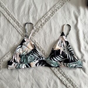 Rip Curl Tropical Print Bikini Top - Black and Green